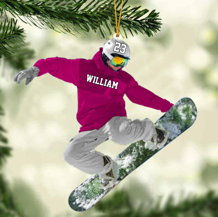 Personalized Snowboarding Athletes /Skis Christmas Ornament