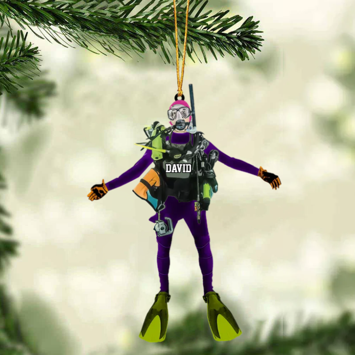 Custom Personalized Diver Ornament, Gift For Diving Lovers