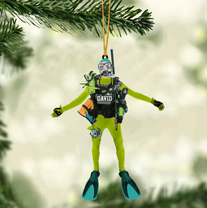 Custom Personalized Diver Ornament, Gift For Diving Lovers