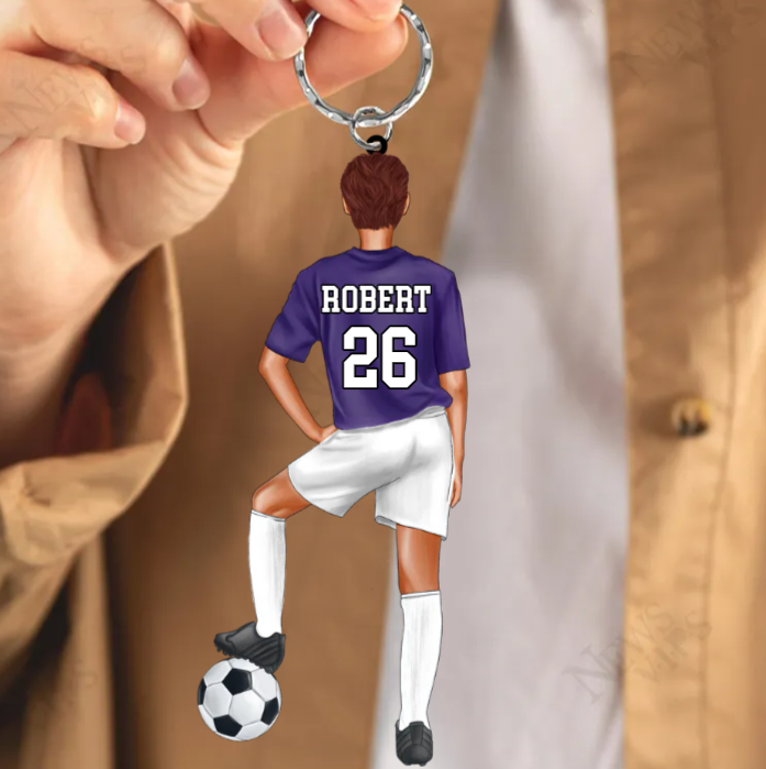Personalized Soccer Keychain For Soccer Player, Soccer Lover