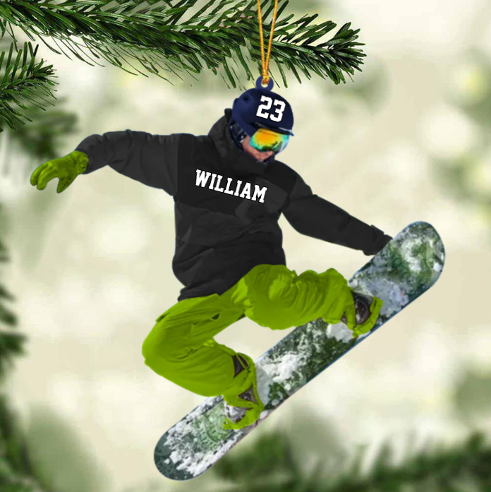 Personalized Snowboarding Athletes /Skis Christmas Ornament