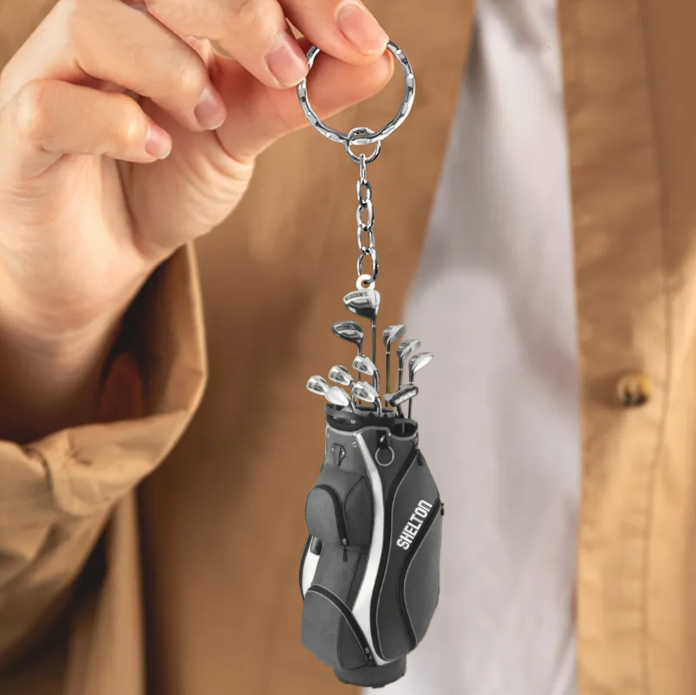 Personalized Golf Bag Christmas Keychainfor Golf Players, Custom Golf Bag Color Keychain for Dad