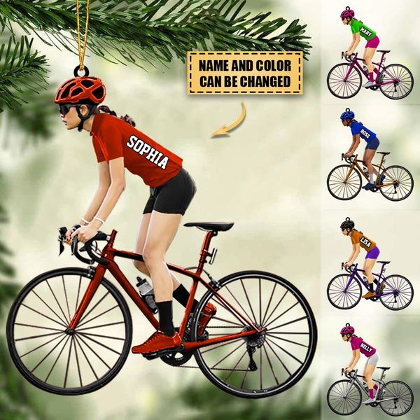 Personalized Mountain Biking Ornament, Custom Name Flat  Ornament For Biker