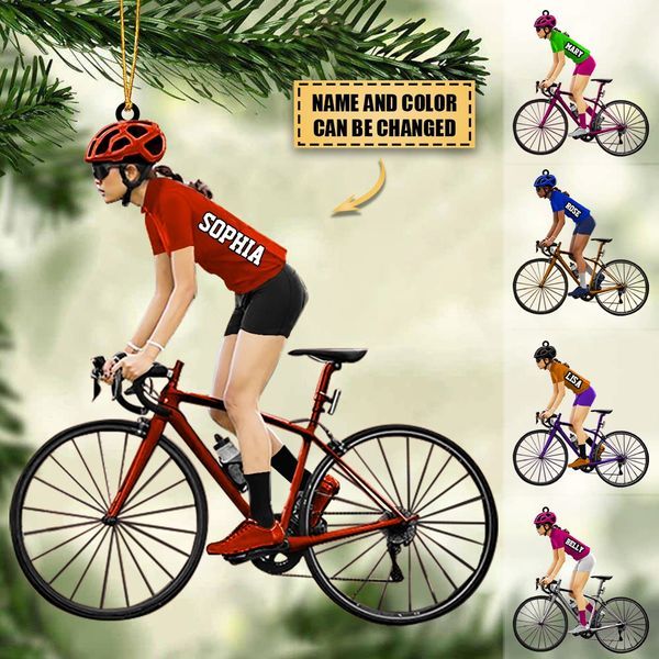 Personalized Mountain Biking Ornament, Custom Name Flat  Ornament For Biker