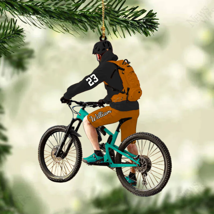 Personalized Mountain Biking Ornament, Custom Name Acrylic Flat  Ornament For Biker