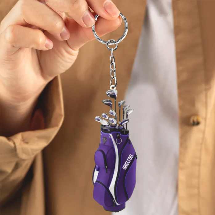Personalized Golf Bag Christmas Keychainfor Golf Players, Custom Golf Bag Color Keychain for Dad