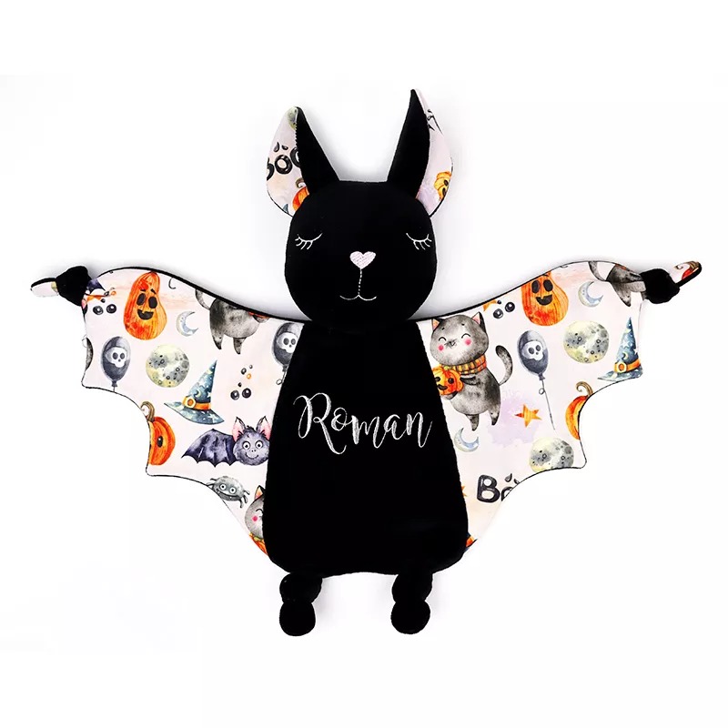 PRE-SALE,STOCK IN 20TH AUGUST.(LIMITED STOCK)PERSONALIZED HALLOWEEN BABY BAT SECURITY BLANKET