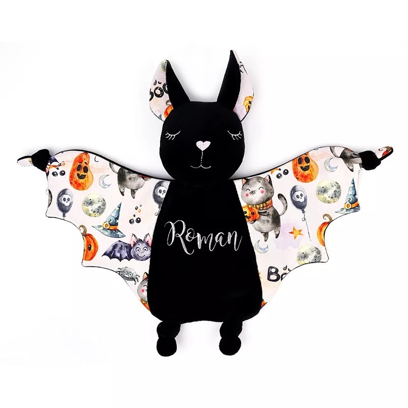 PRE-SALE,STOCK IN 20TH AUGUST.(LIMITED STOCK)PERSONALIZED HALLOWEEN BABY BAT SECURITY BLANKET
