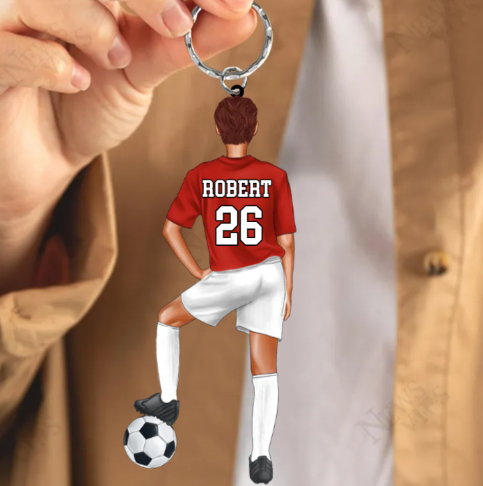 Personalized Soccer Keychain For Soccer Player, Soccer Lover