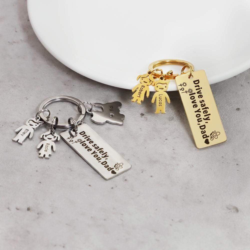 1 Charm - Father's Day Gift Personalized This Daddy Belongs to.. Keychain With Kids Charm