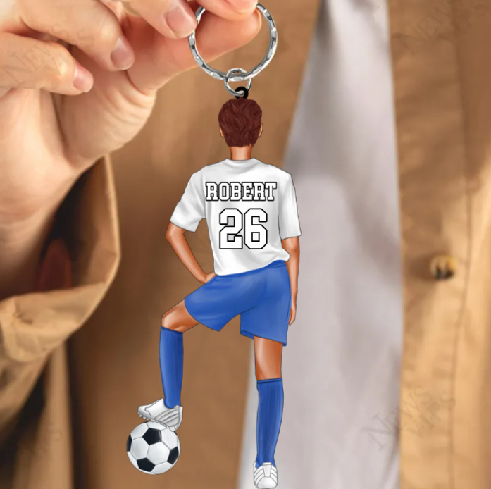 Personalized Soccer Keychain For Soccer Player, Soccer Lover