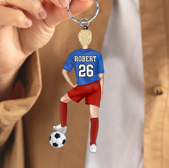 Personalized Soccer Acrylic Keychain For Soccer Player, Soccer Lover
