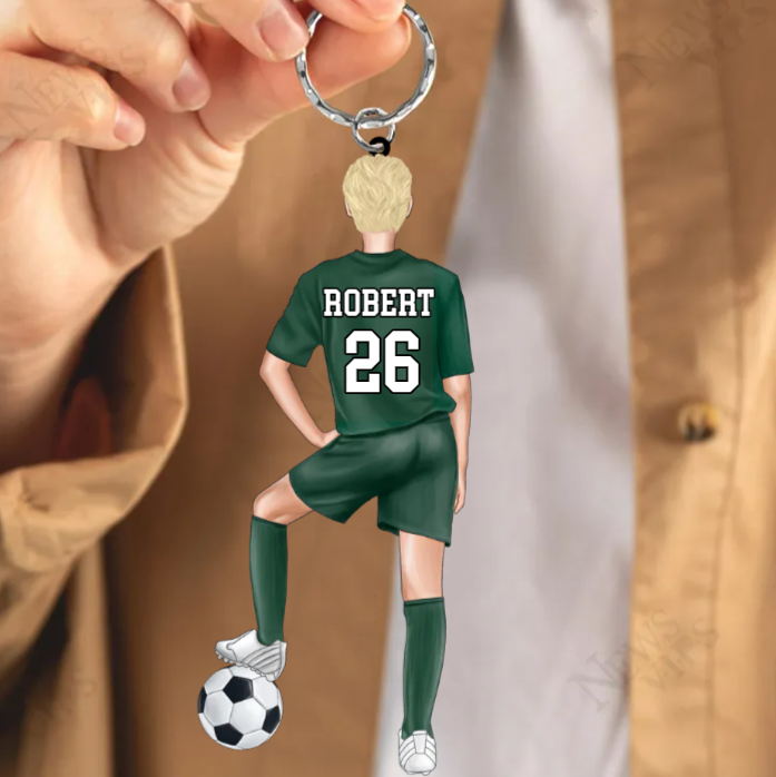 Personalized Soccer Keychain For Soccer Player, Soccer Lover