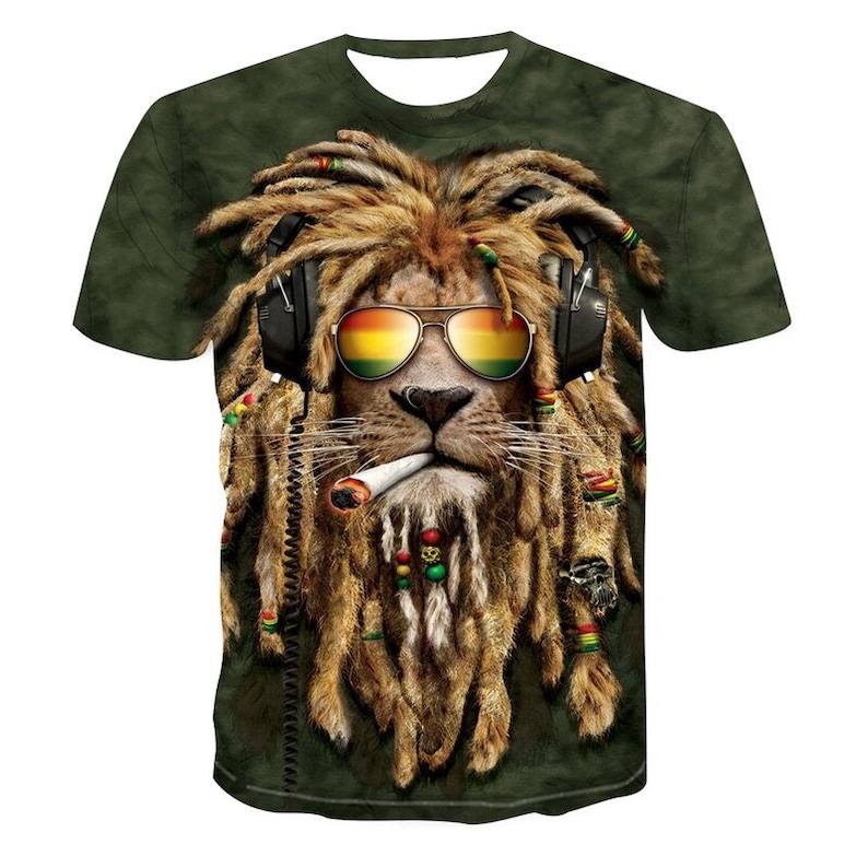 🦁Lion smoking rasta shirt warm high quality tshirt top tank shirt gift creative design shirt🦁