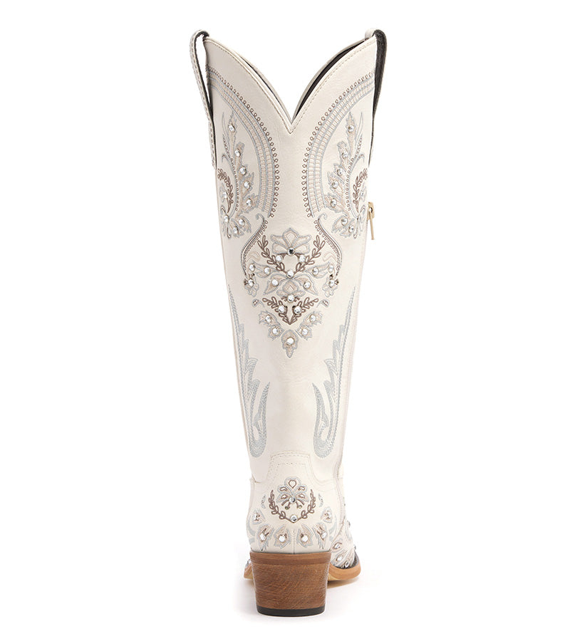 White Embroidered Rhinestone Cowgirl Boots Wedding Western Boots