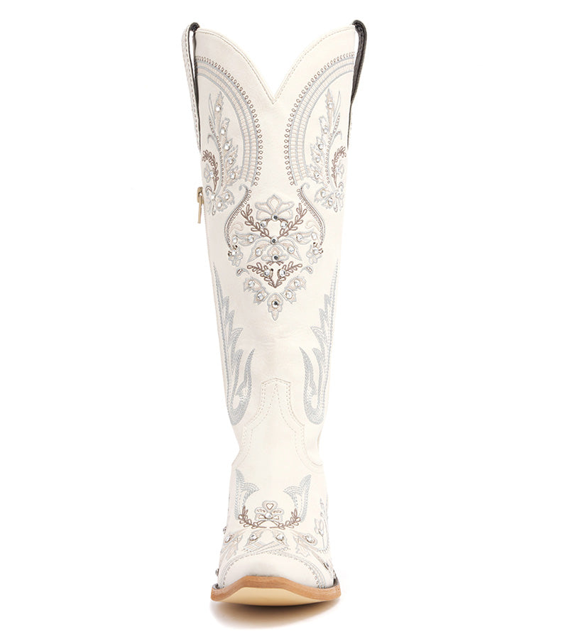 White Embroidered Rhinestone Cowgirl Boots Wedding Western Boots