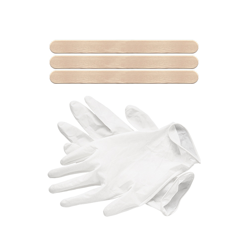 Disposable plastic gloves and sticks 