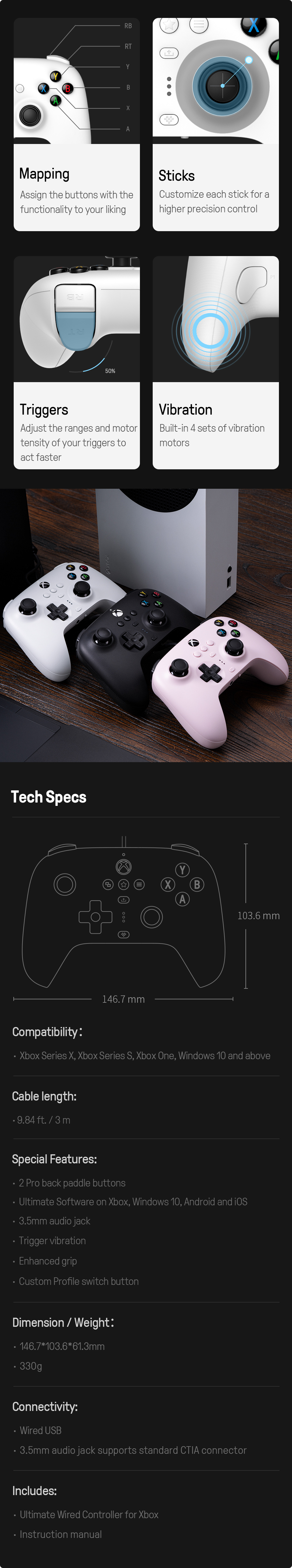 Hallplay Xbox X 8bido® Ultimate Wired Controller Pastel Pink – hallplay
