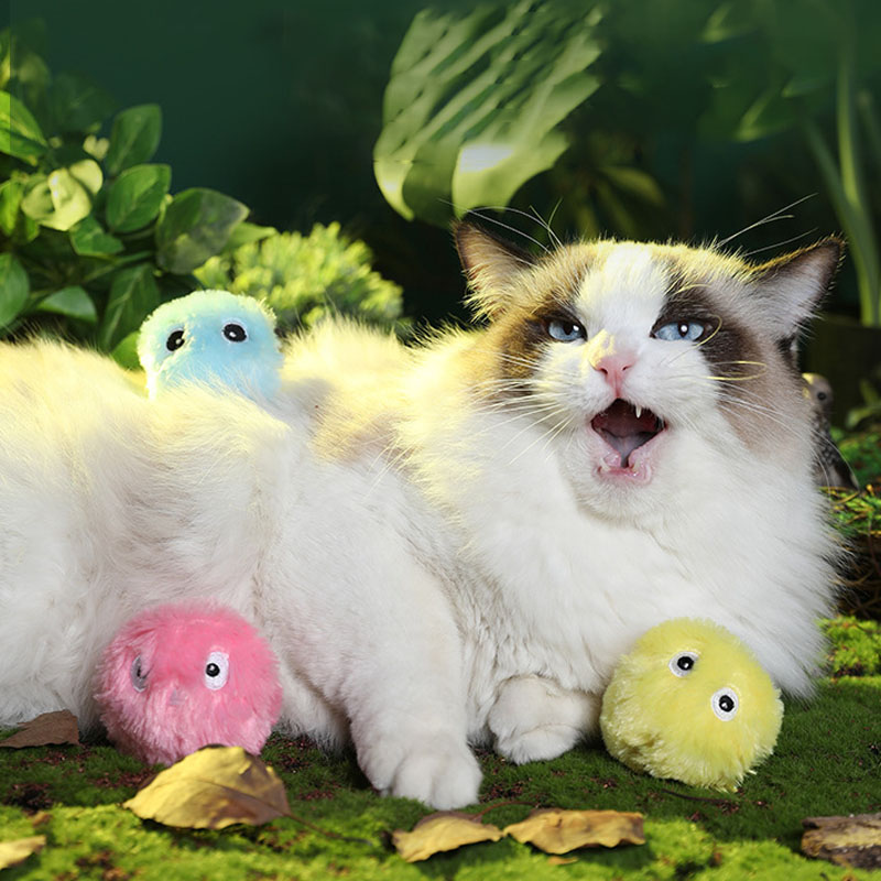 Fluffy Plush Interactive Cat Ball Toys