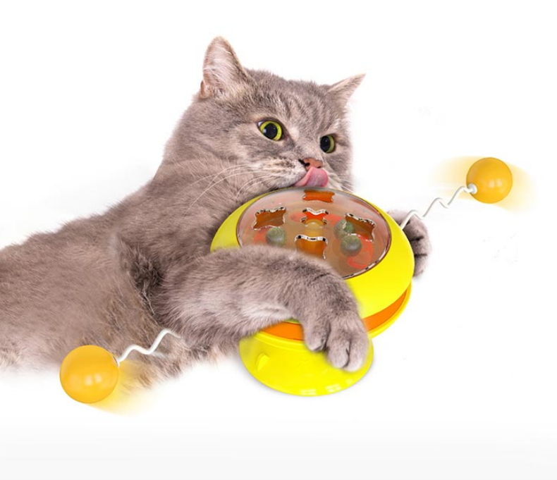 Interactive Rotating Turntable Indoor Cat Toy with Catnip