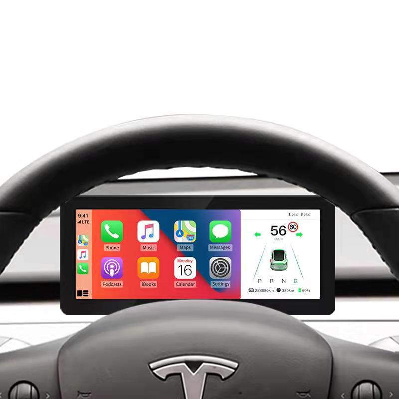 Tesla Model 3/Model Y 8.8 Steering Wheel Center Console Digital LCD  Dashboard Instrument Android/iOS Wireless Apple Carplay Android Auto OTA  Upgrades
