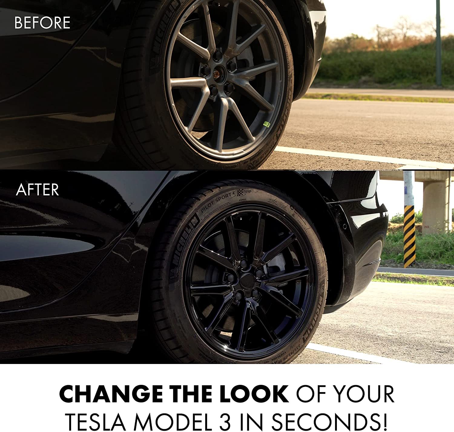18-Inch Hub Caps fits Tesla Model 3 (4 pcs)
