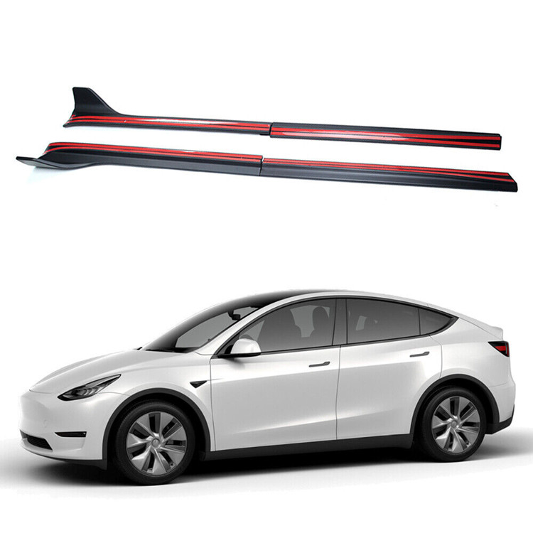 For 20-23 Tesla Model Y Performance 2pc Winglet Gloss Black Side Skirt  Extension
