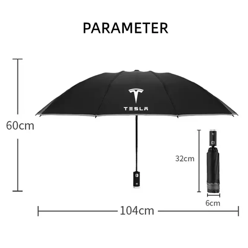 Tesla Umbrella With LED Flashlight Reflective Stripe