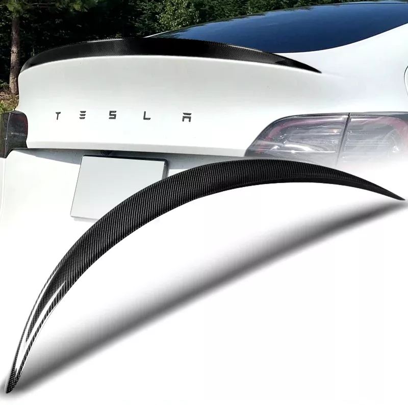 Tesla Model 3 Carbon Fiber Spoiler - Glossy Black For 2017-2021