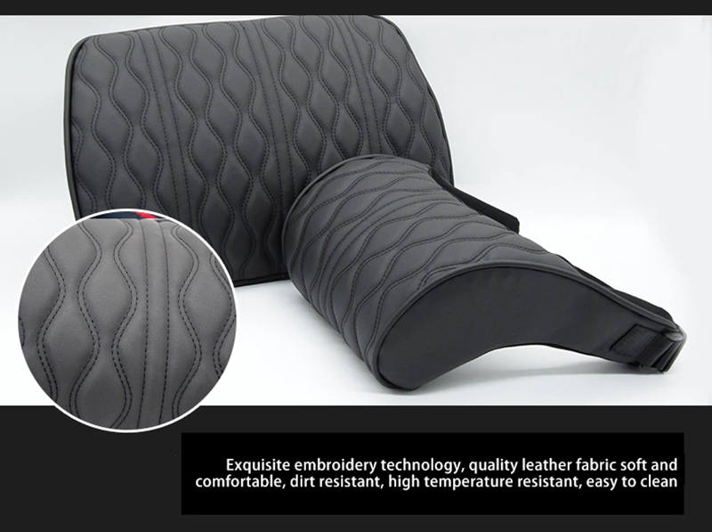 Embroidered Tesla Leather Headrest