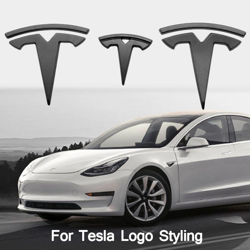 Tesla Model 3 Y Logo Decal - 2 pc-Set (Matte Black)
