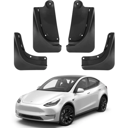 Tesla Model 3 Y Mud Flaps Matte Black Carbon Fiber ABS 