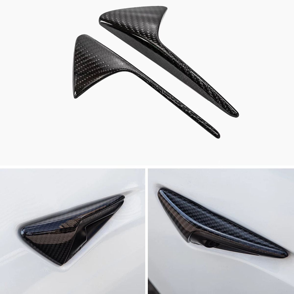 Real Carbon Fiber Side Camera Cover for Tesla Model 3/Y(2017-2024)