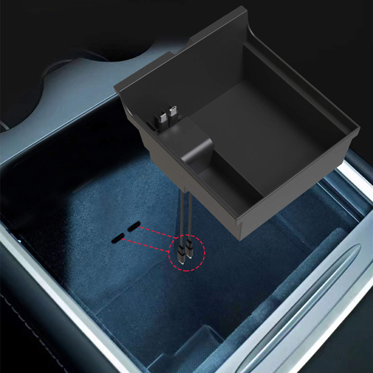 Tesla Model 3/Y With Charging Retractable Cable Storage Box