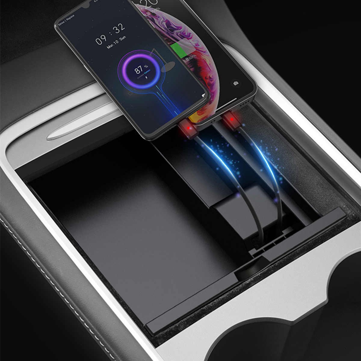Tesla Model 3/Y With Charging Retractable Cable Storage Box