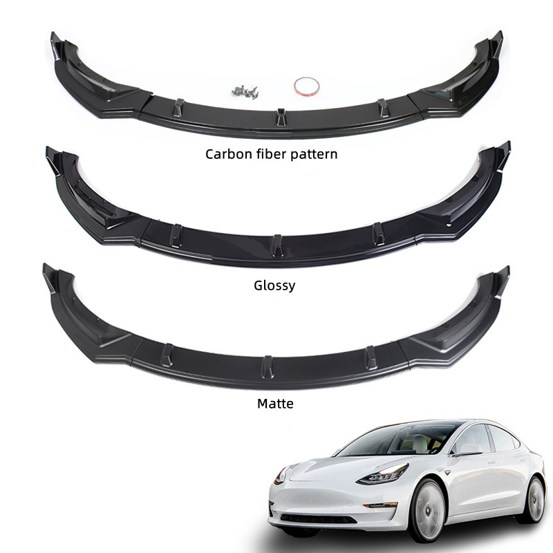 For Tesla Model Y 2021- 2023 Front Bumper Lip Rear Spoiler Carbon