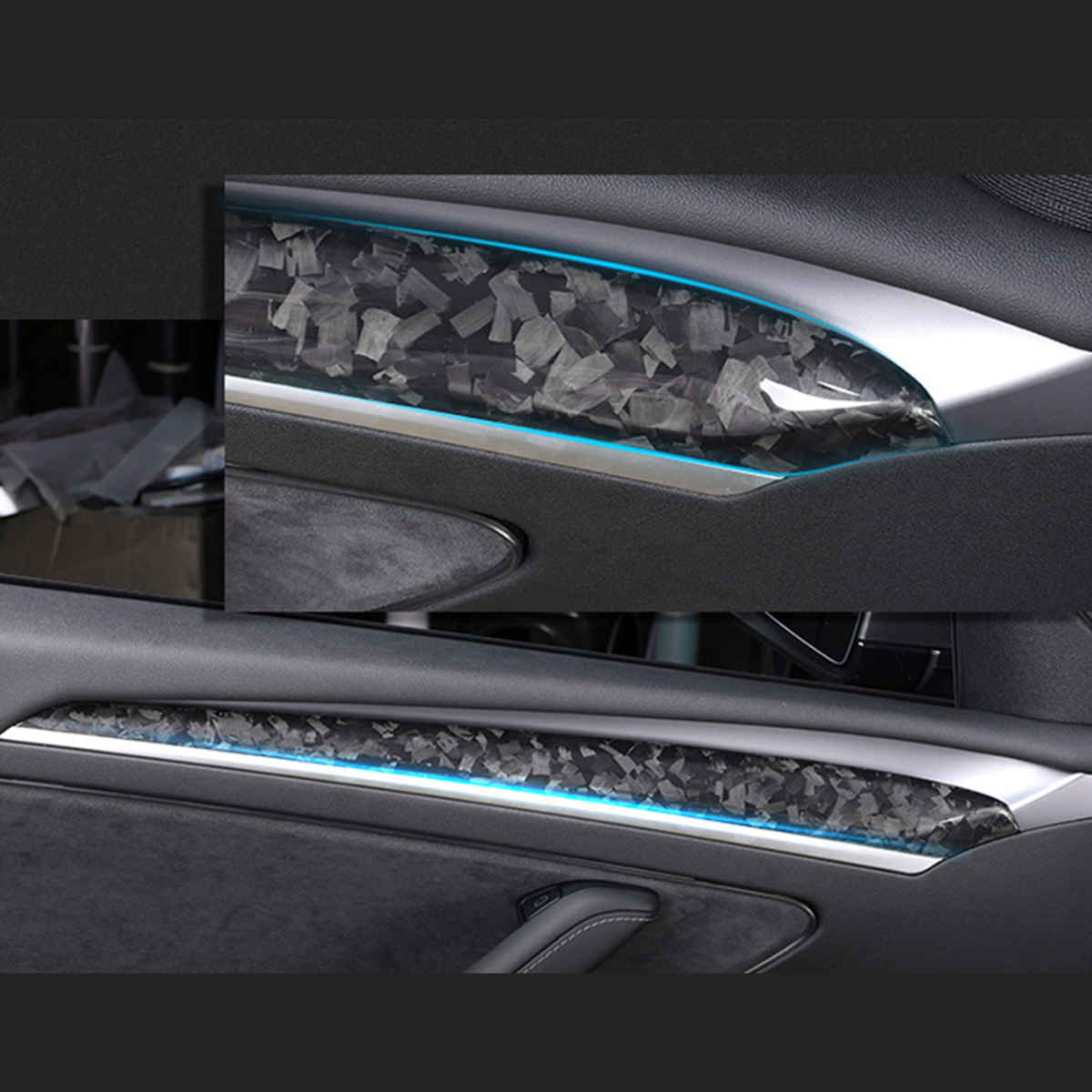 Door Trim for Tesla Model 3/Y - Real Molded Carbon Fiber