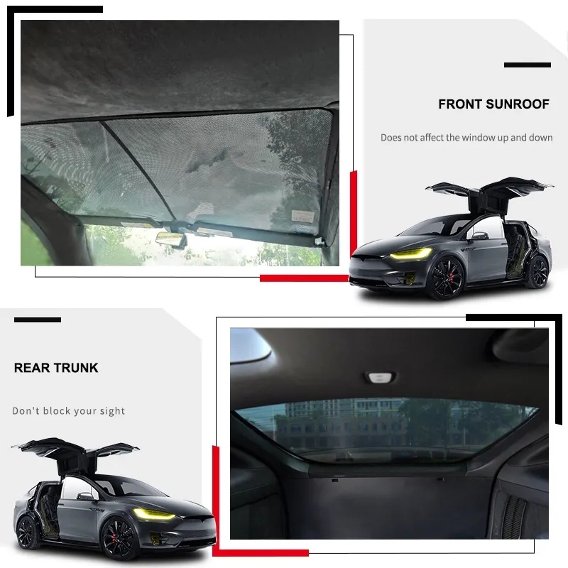 Tesla Model X Windshield Sunshade Front and Rear Sunroof(6pcs Full sunroof)