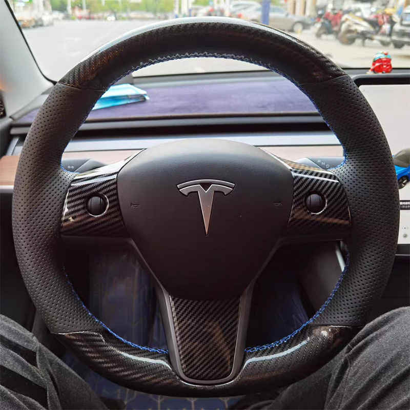 Leather Steering Wheel Cover for Tesla Model S/3/X/Y
