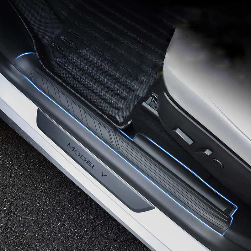 For Tesla Model Y 2020-2022 Rear Door Sill Entry Guards Plate Trim Cover  2PCS