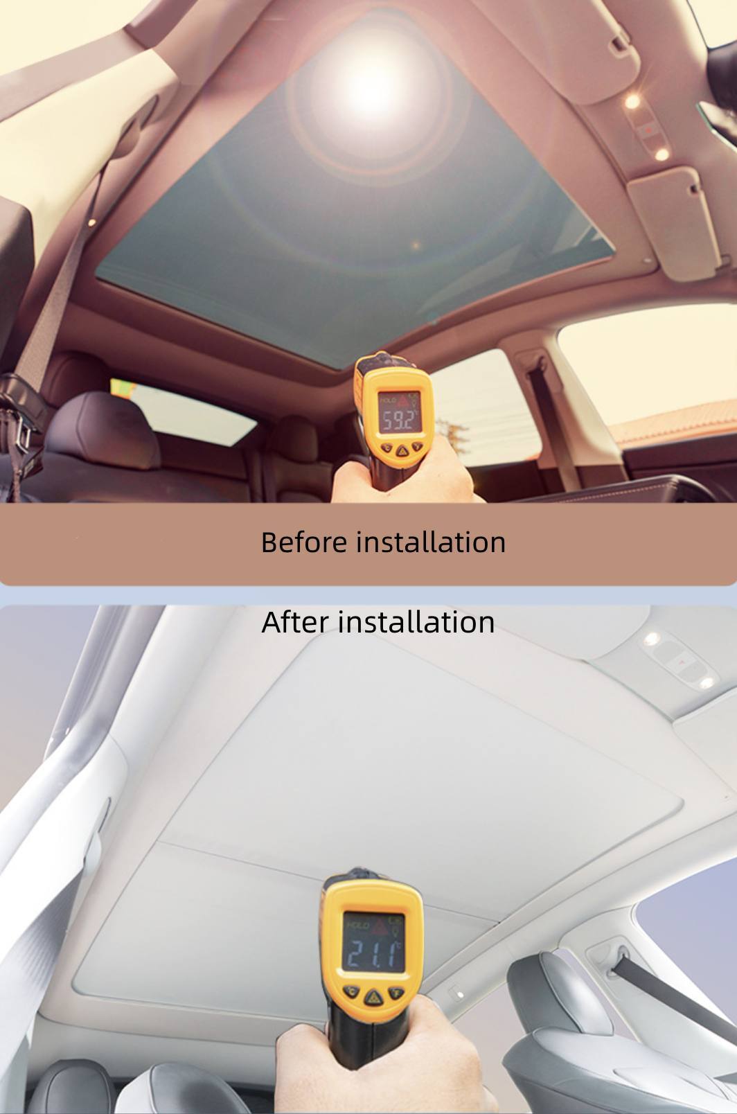 Retractable Glass Roof Sunshade for Tesla Model 3/Y