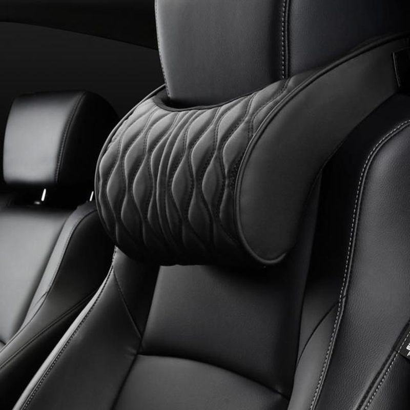 Embroidered Tesla Leather Headrest