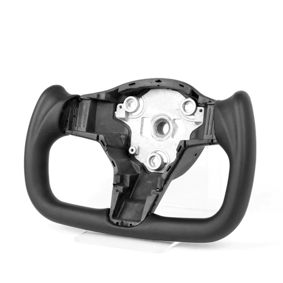 Black Leather Yoke Steering Wheel for Tesla Model 3 / Y