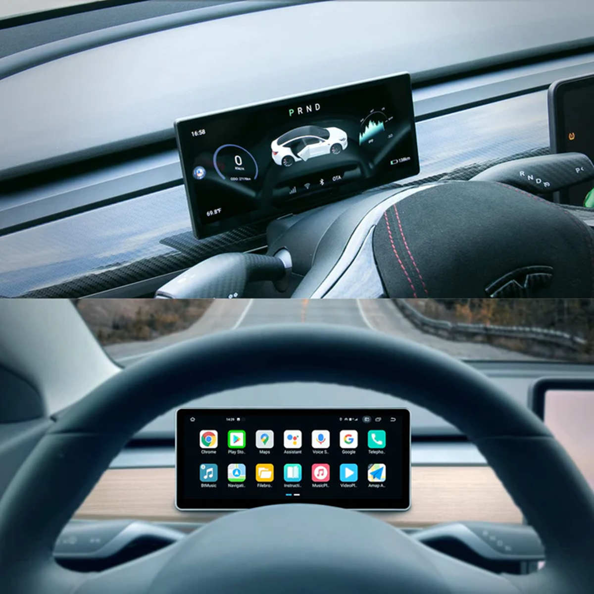 10.25 Inch Hud 4G Android Tesla Model 3 / Y LCD Instrument Dashboard D