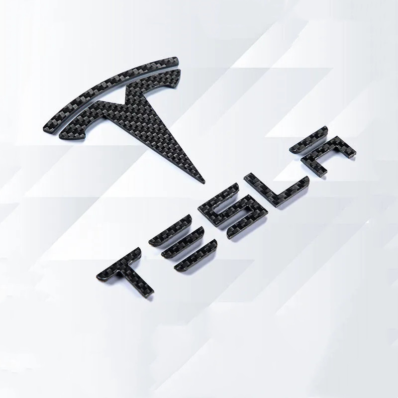 TESLA Gloss Carbon Fiber Emblem Logo for Model 3 & Y Hood +Trunk Lette –  iCBL