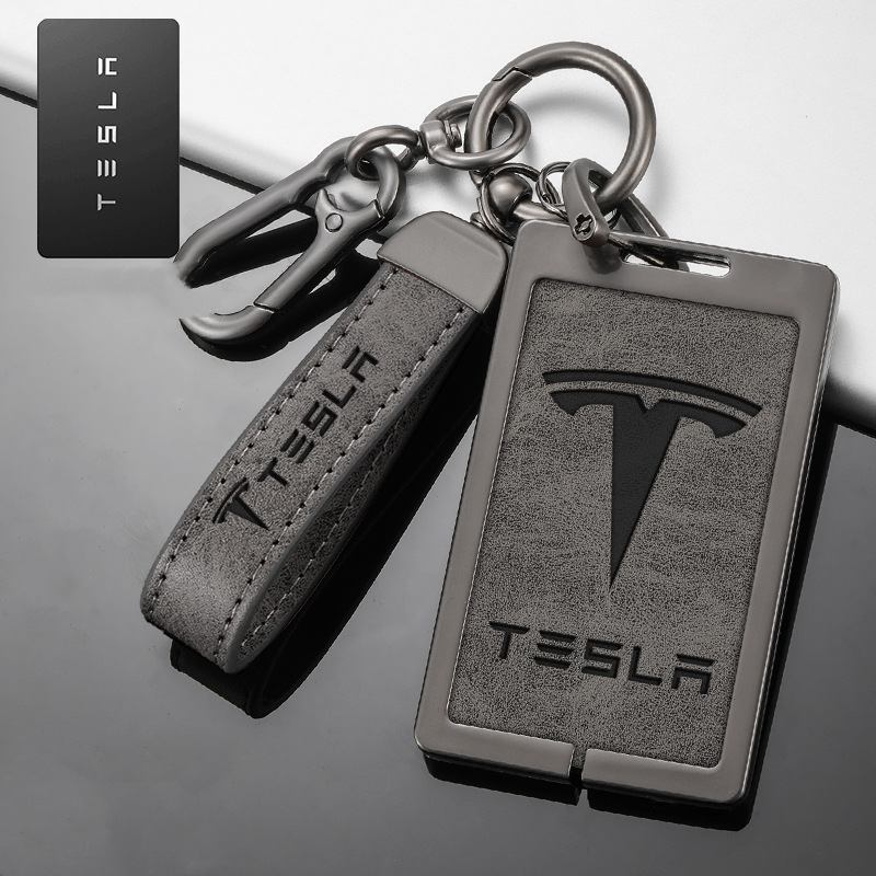 TeslaHome Premium Aluminum Metal Car Key Fob Cover Key Chain for Tesla Model S (Platinum Silver)