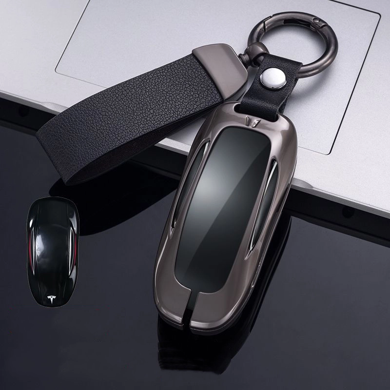 Tesla Model Y Key Fob Cover Holder Keychain Case Aluminum Metal