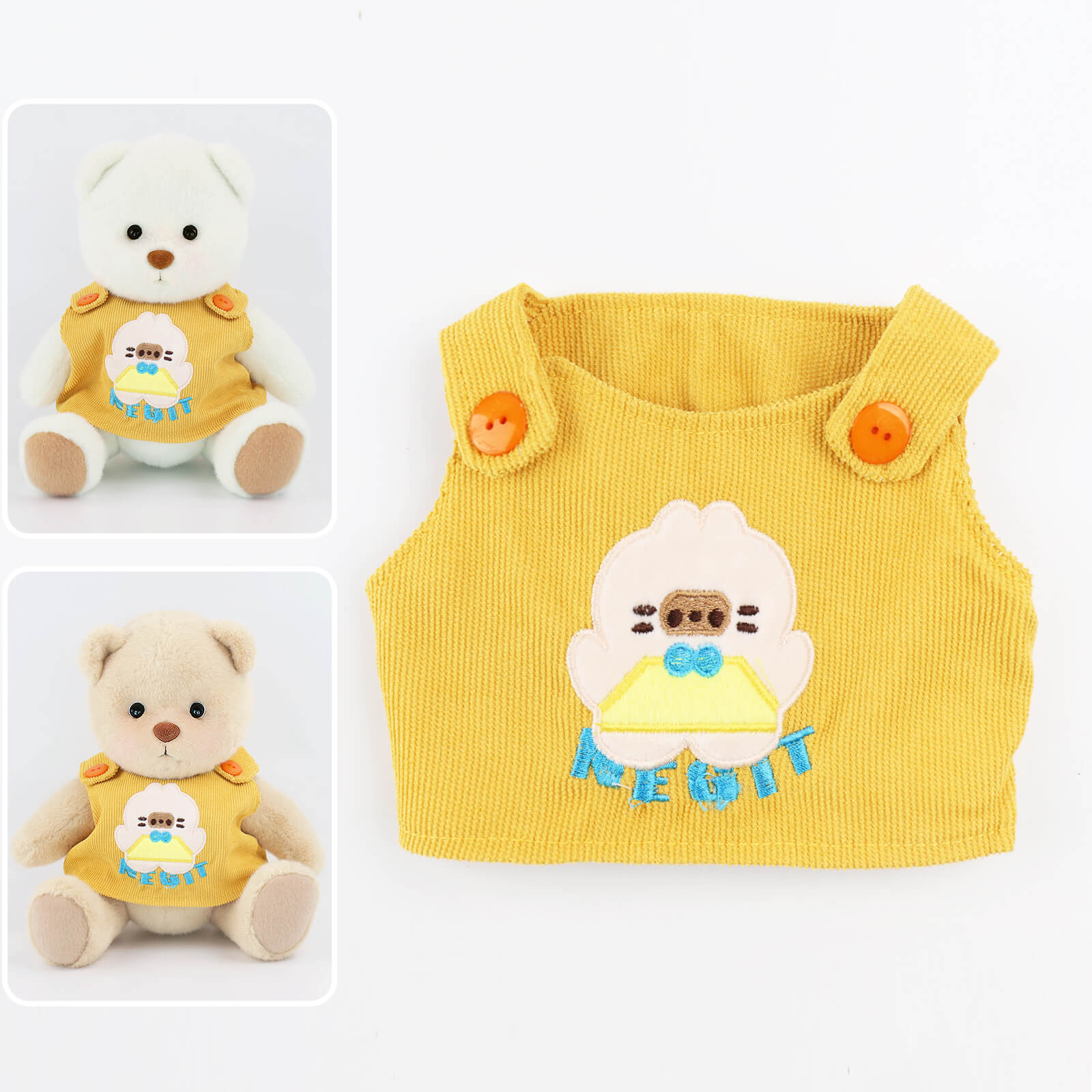 Beddingset.vip-Bedding Bear Outfits-Orange Corduroy Vest(Outfit Only) | Teddy Bear Clothes-Orange 