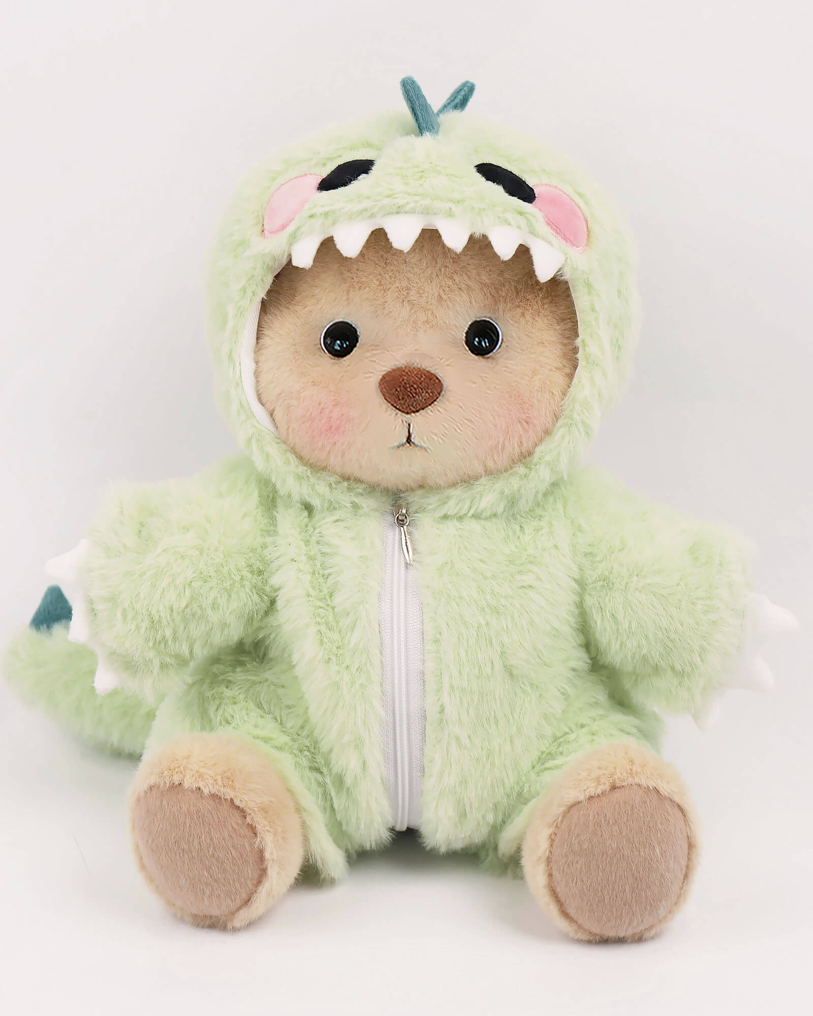 Bedding Bear Beddingset Beddingset   Beddingset Vip Bedding Bear Handmade Jointed Teddy Bear With Green Dino Outfits White 