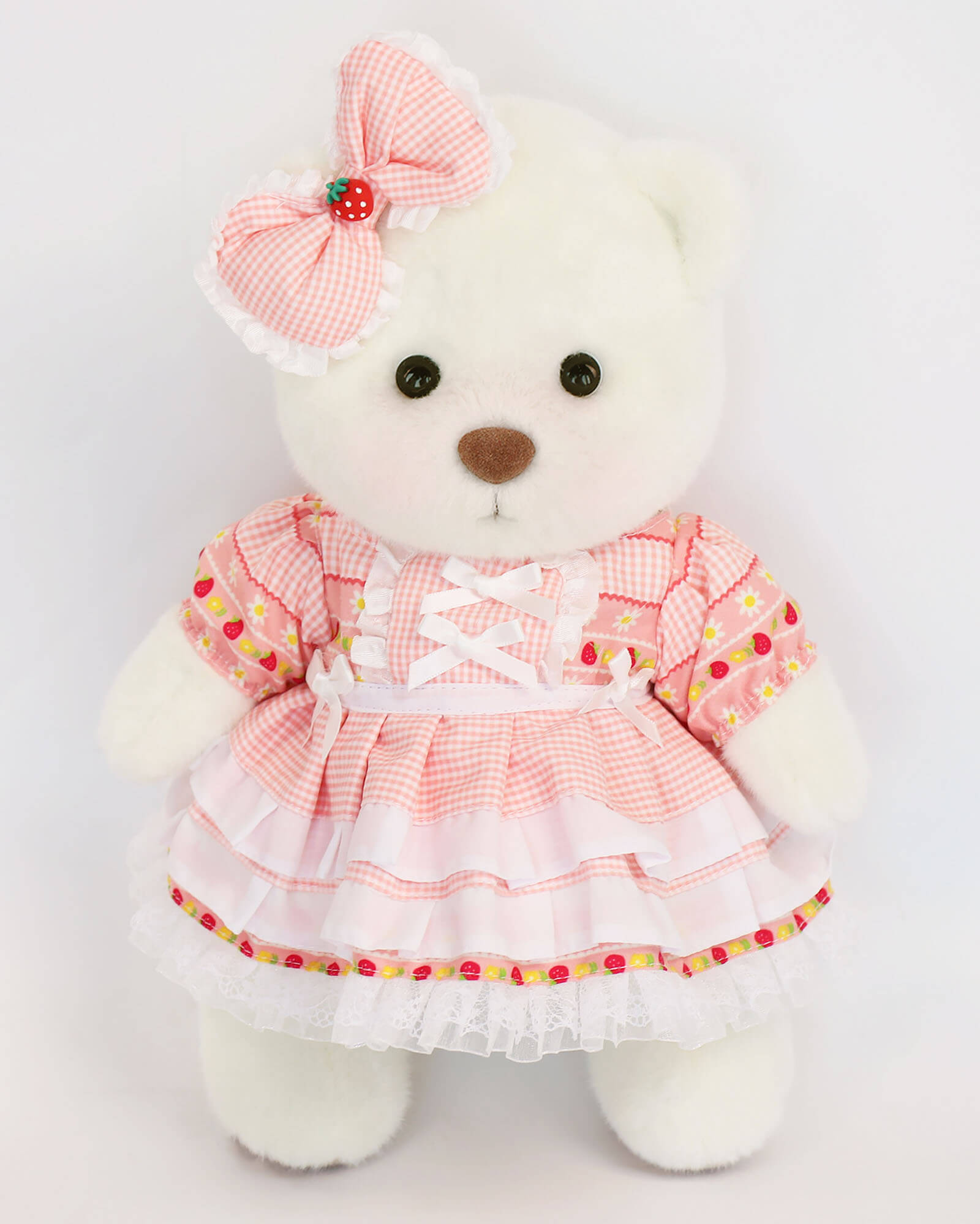 Jasmine | Pink Plaid Floral Dress Bear | Bedding Bear
